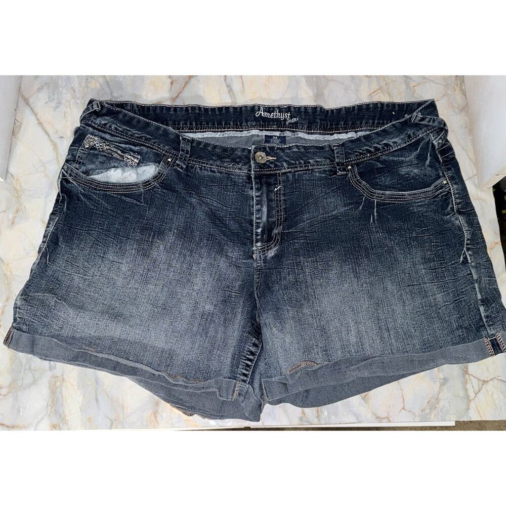 Amethyst Jeans Blue Plus Size Summer Shorts Women's Size 24 Stretch Denim Bling